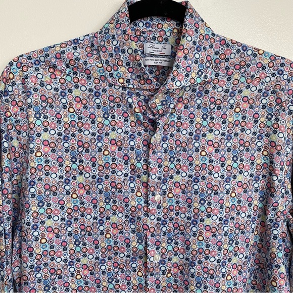 Retro 60s 70s Floral Dress Shirt Made In Italy - Picture 4 of 15